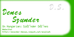 denes szunder business card